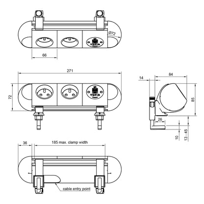 Dual Power Socket with USB Charger - Polar