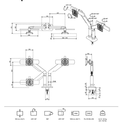 Monitor arm Viewprime+ Double (For two screens)