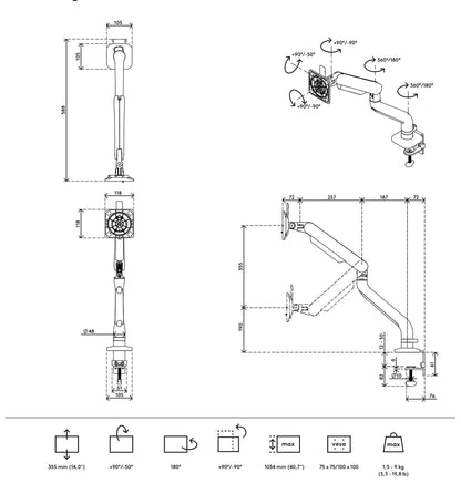 Monitor arm Viewprime+ Single (For one screen)