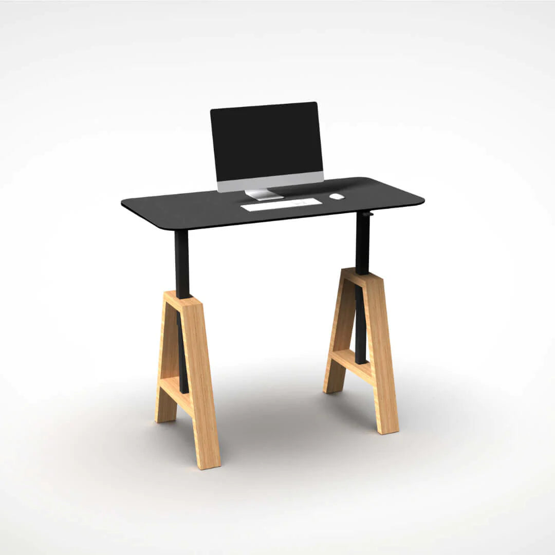 Standing desk wood modern home office with Apple computer Walkolution USA